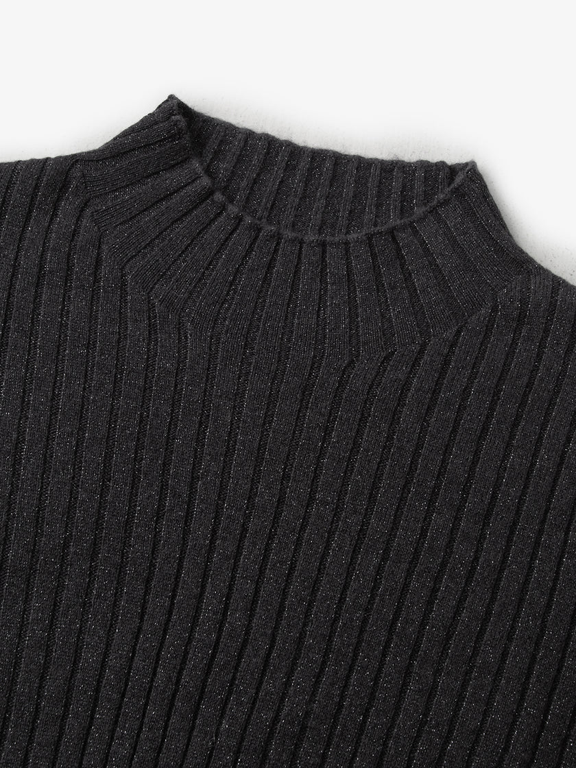 Mock Neck Shift Wool Jersey Dress