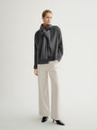 Wool Single-Breasted Short Coat with Scarf