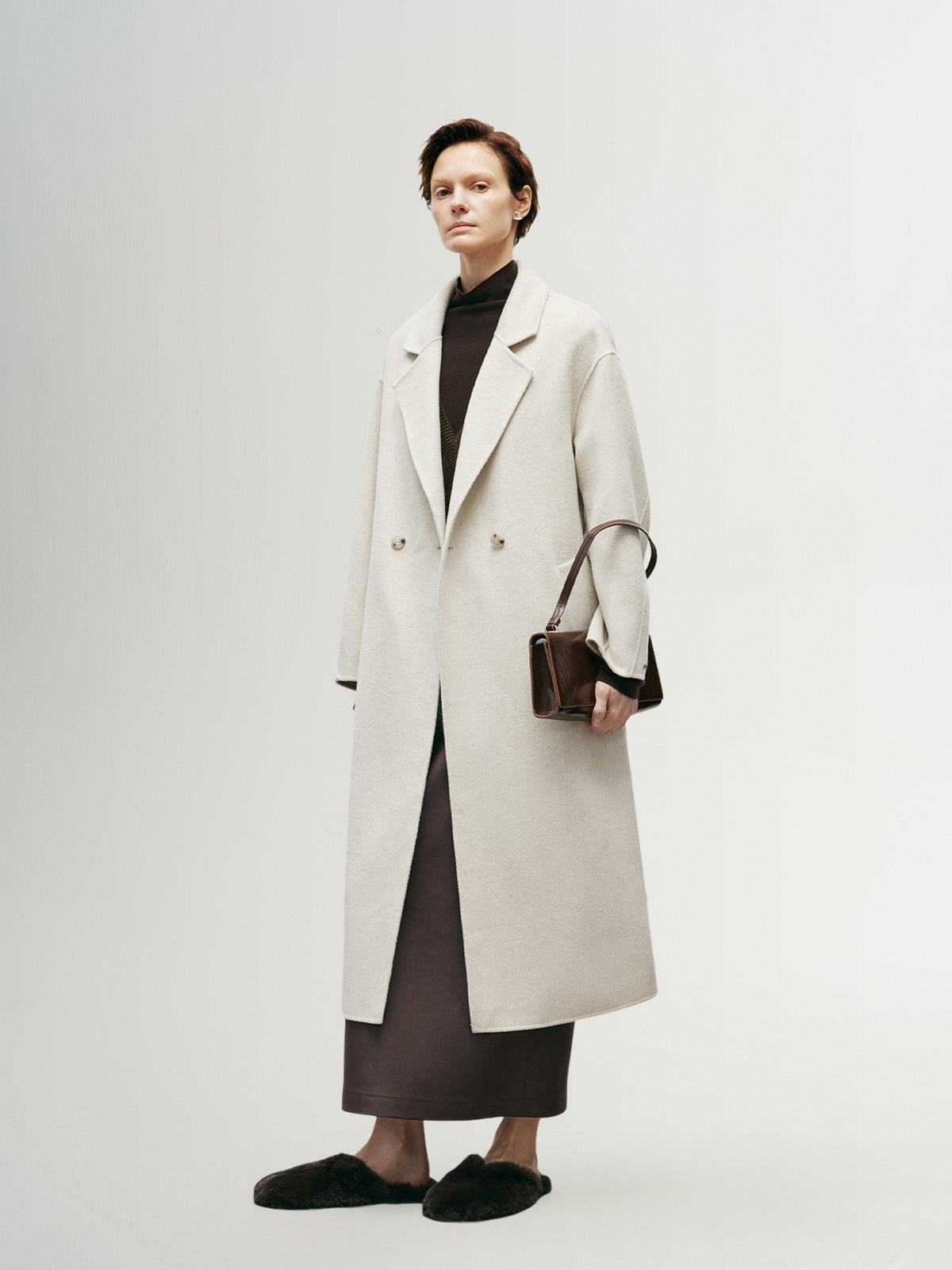 Lapel Collar Wool Blend Coat