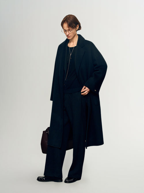 Load image 1 in gallery view. Pure Cashmere Notch-Lapel Midi Belted Coat
