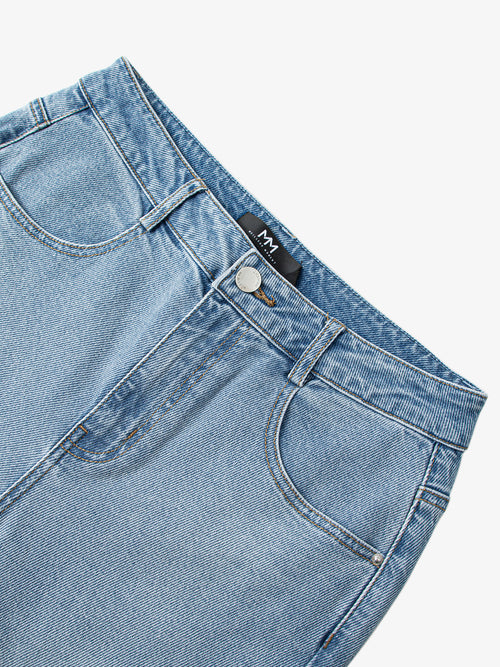 Load image 1 in gallery view. Cropped Pure Cotton Jeans