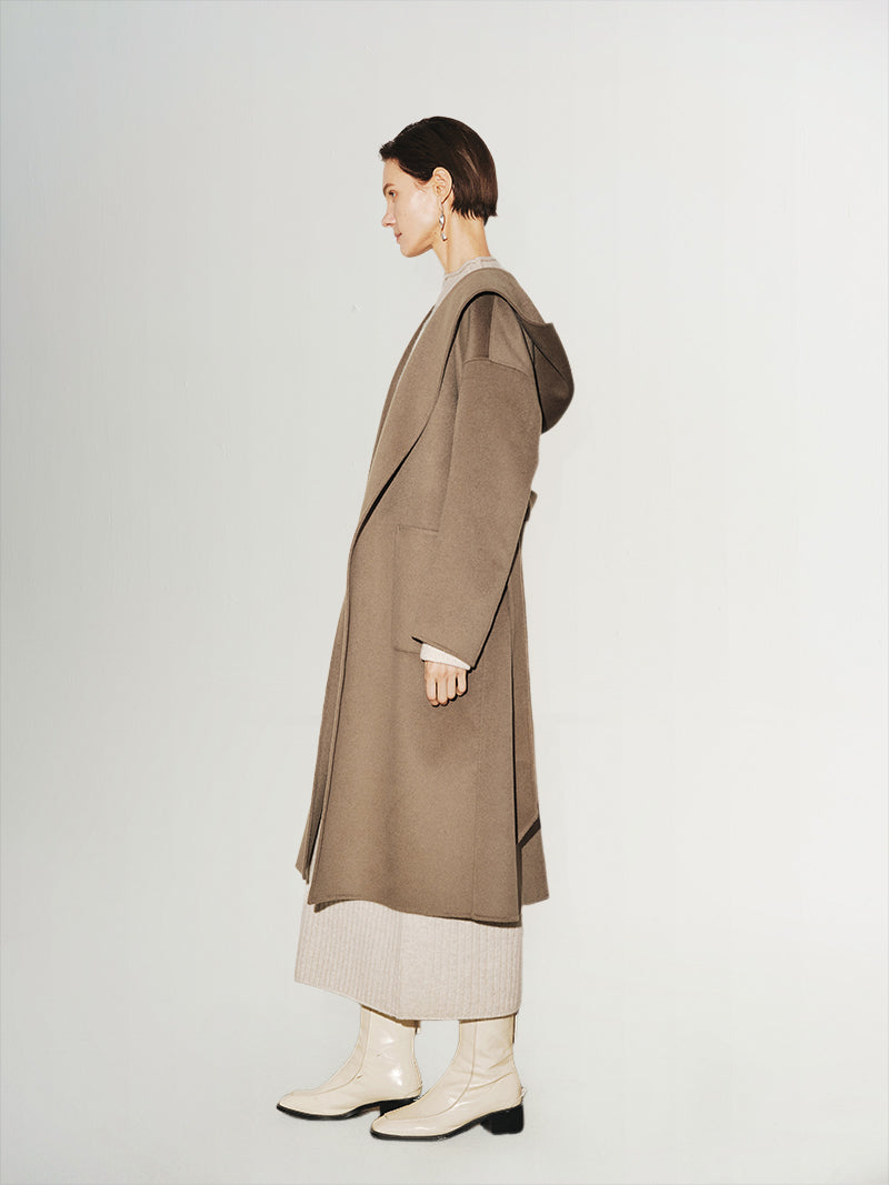 Large Lapel Wool Cashmere Hooded Coat - MEILLEUR MOMENT OFFICIAL STORE NEW YORK 