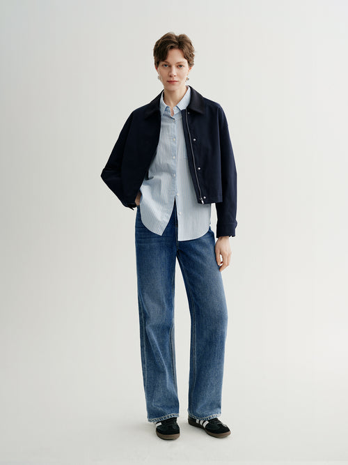 Load image 1 in gallery view. Cotton Drop-Shoulder Lapel Jacket