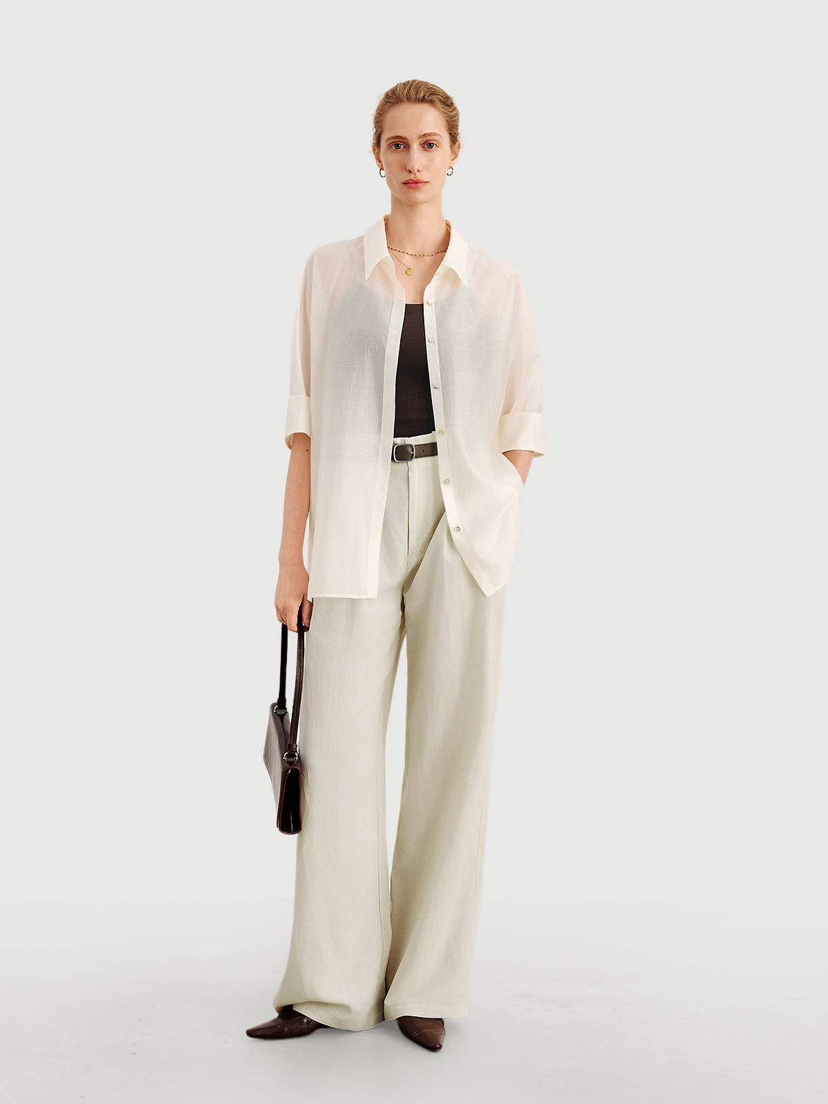 Lyocell Silk-Finish Drape Blouse