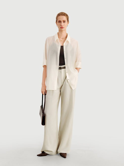 Load image 1 in gallery view. Lyocell Silk-Finish Drape Blouse