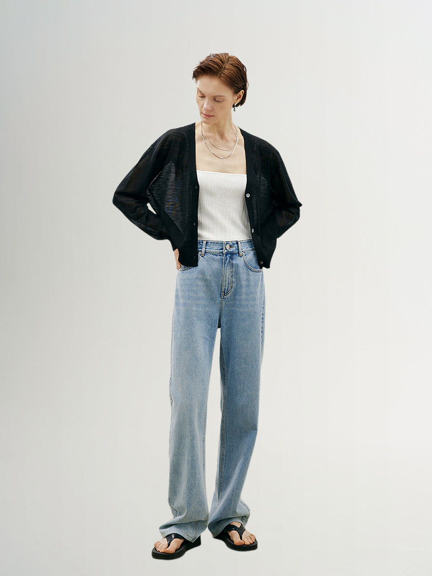 V Neck Buttons Knit Cardigan