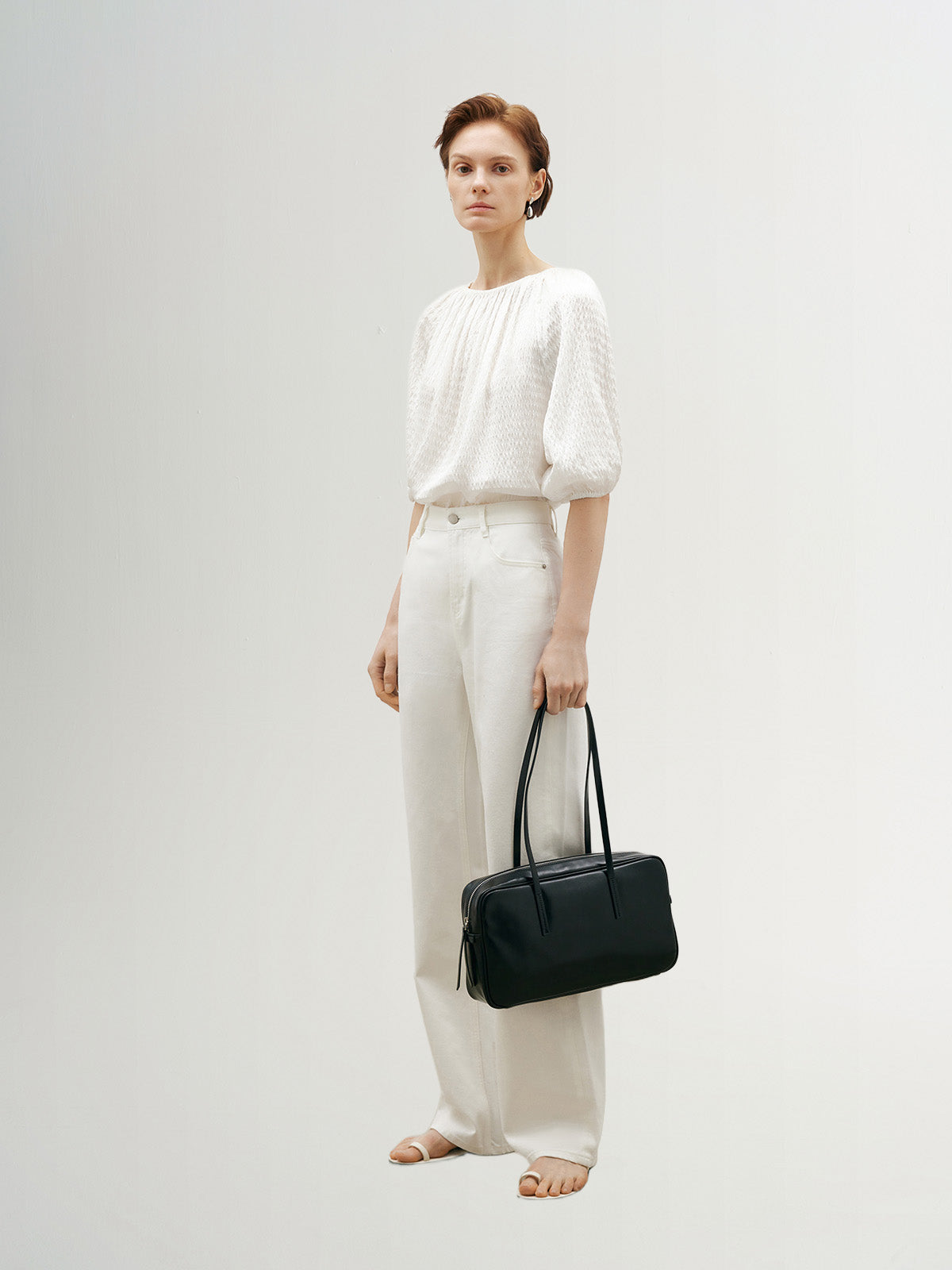 Bubble Textured Puff Puff Silk Blouse