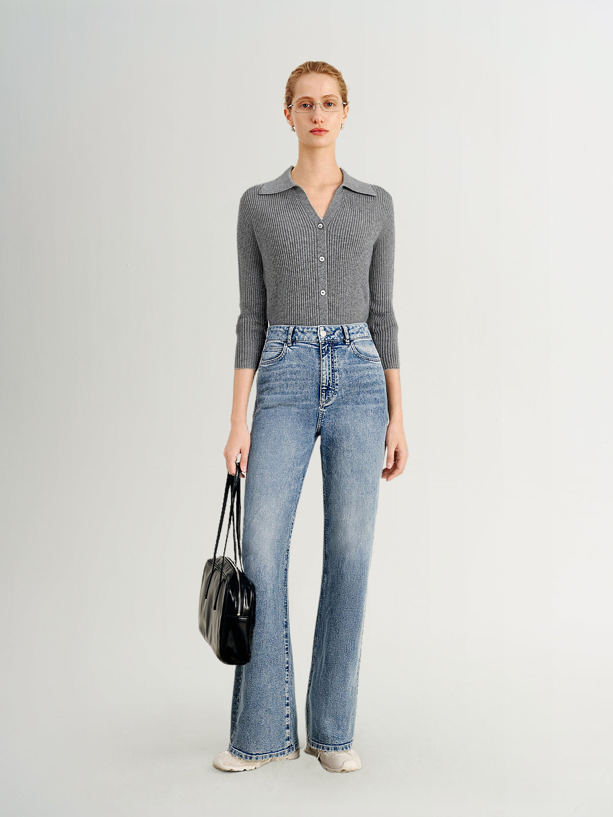 Flared Cotton Denim Pants