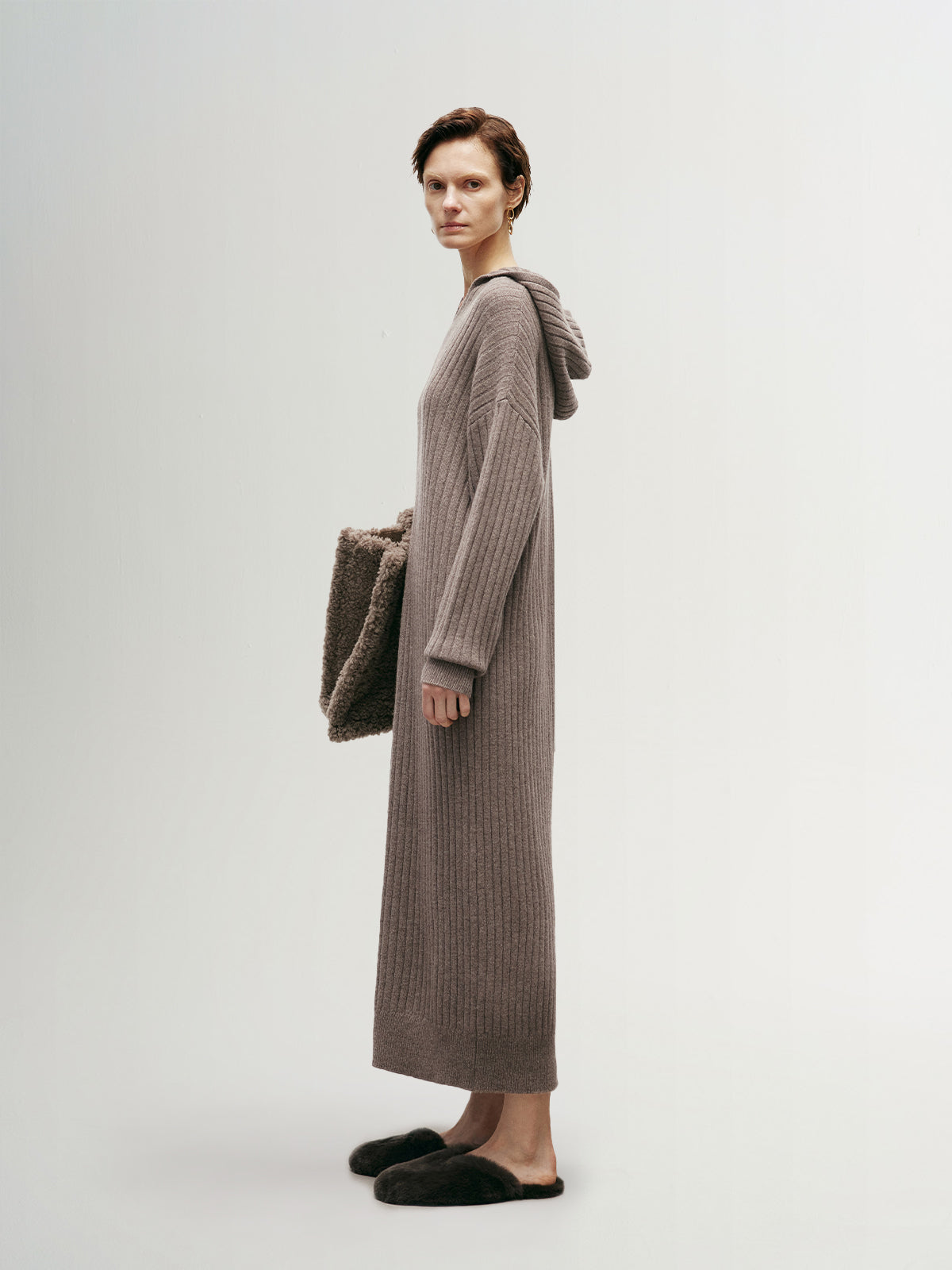 Knit Hooded Shift Dress