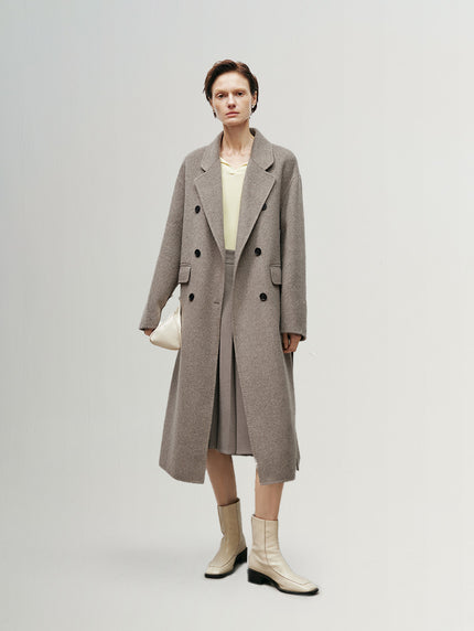 Lapel Wool-Angora Midi Coat