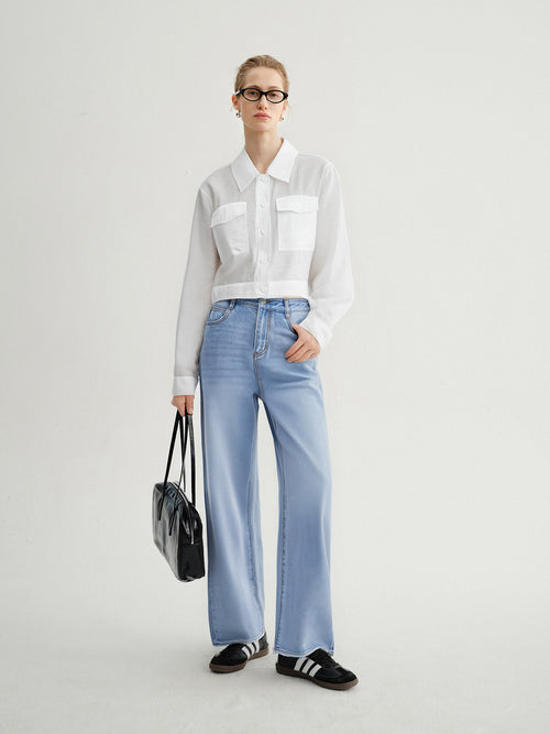 Load image 1 in gallery view. Cropped Lyocell Jacket