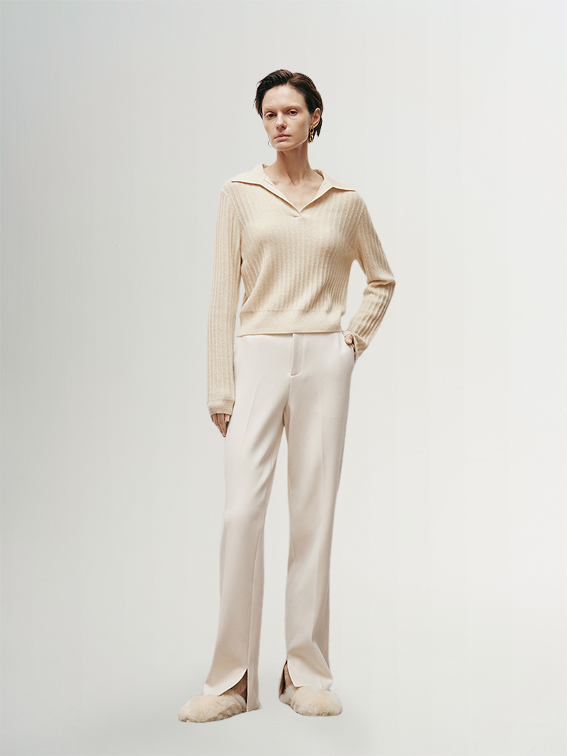 Rib Polo Cashmere Sweater - MEILLEUR MOMENT OFFICIAL STORE NEW YORK 