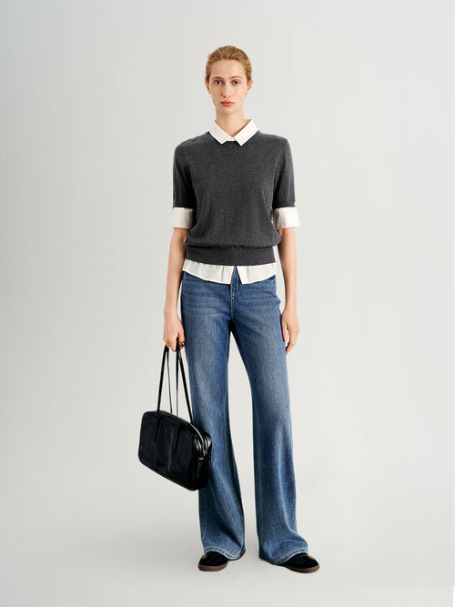 Load image 1 in gallery view. Short Sleeve Layered-Look Top