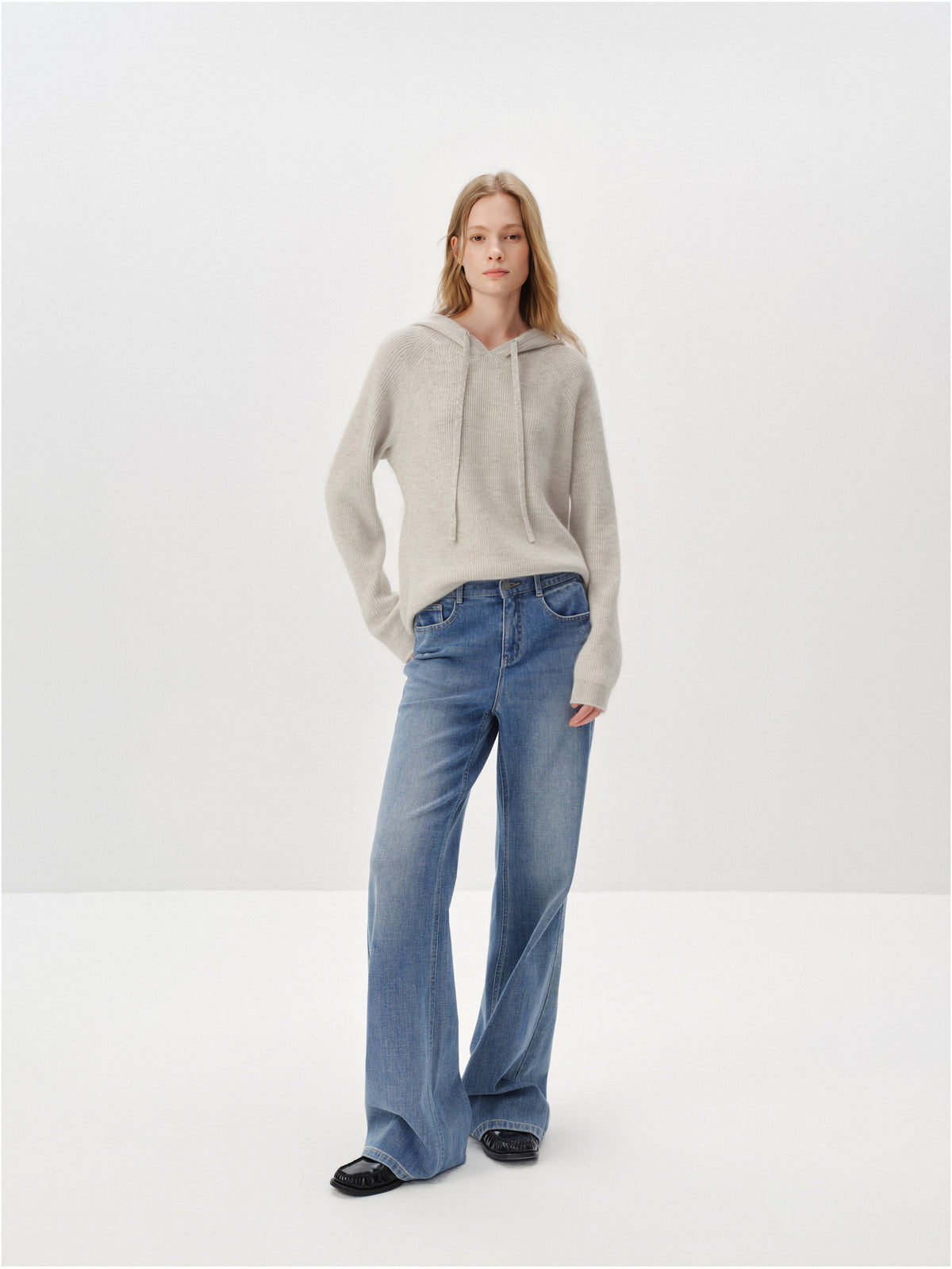Ribbed Cashmere Hooded Sweater