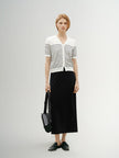Stripe V Neck Lyocell Knit Cardigan