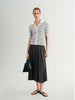 Striped Collared V‑Neck Top