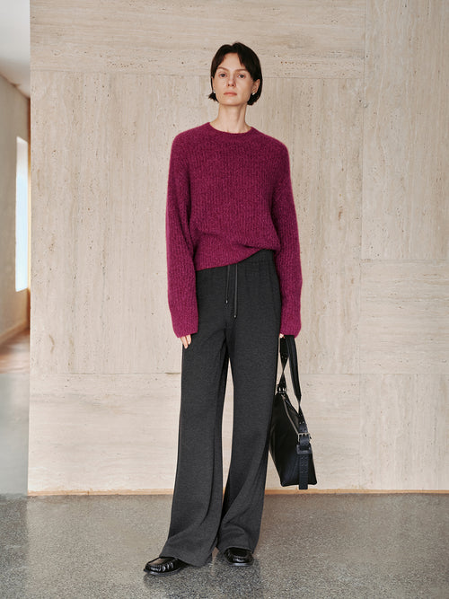 Load image 1 in gallery view. Magenta Vertical-Rib Silk-Cashmere Sweater