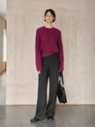 Magenta Vertical-Rib Silk-Cashmere Sweater