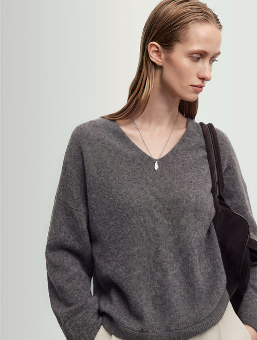 Load image 1 in gallery view. Relaxed V-Neck Raglan Sweater