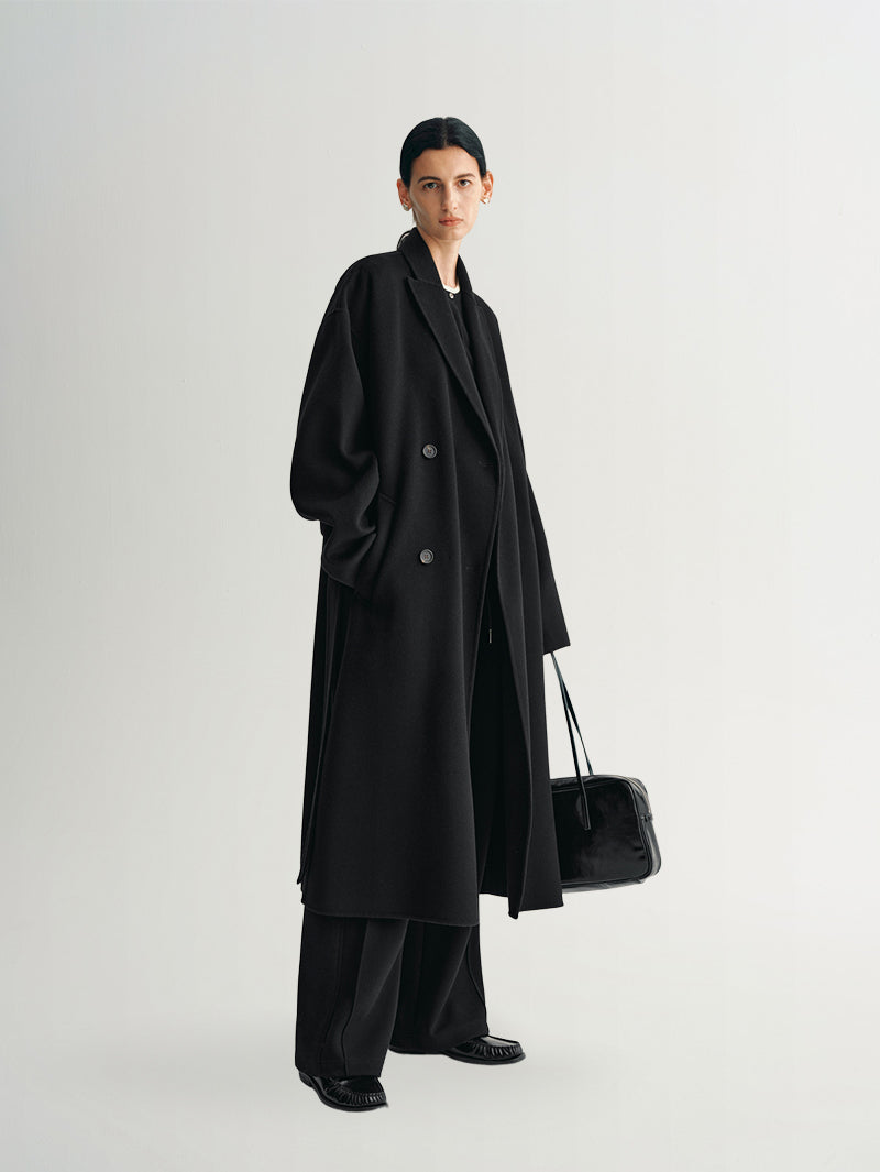 Peak Collar Pure Wool Coat