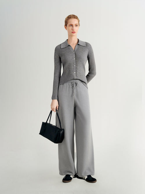Load image 1 in gallery view. Gray Knit Trousers