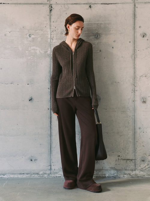 Load image 1 in gallery view. Hooded Zip-Up Cashmere Sweater