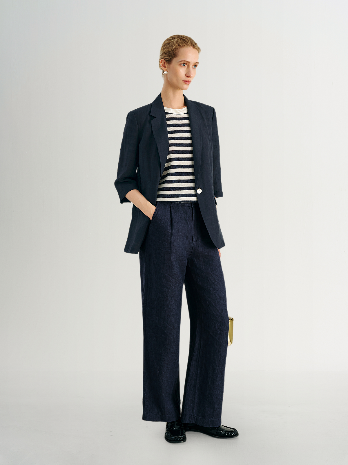 Linen Woven Straight-Leg Pants