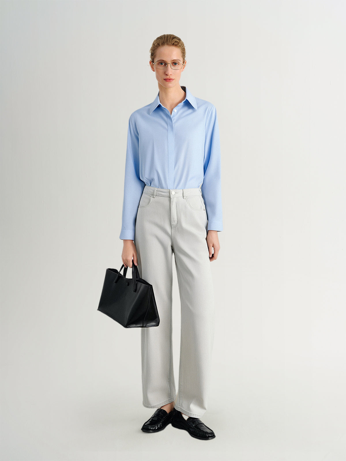 Light Gray Lyocell Straight Jeans