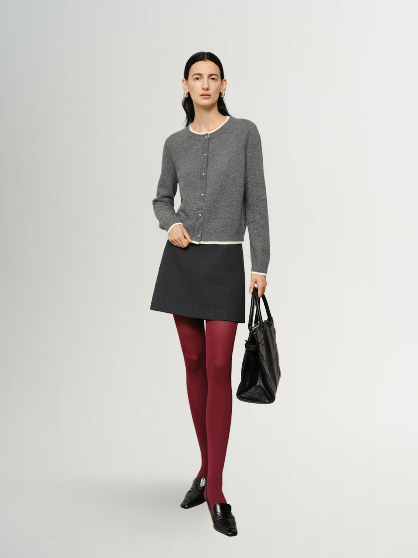 Pure Cashmere Contrast Binding Sweater 5FA133011