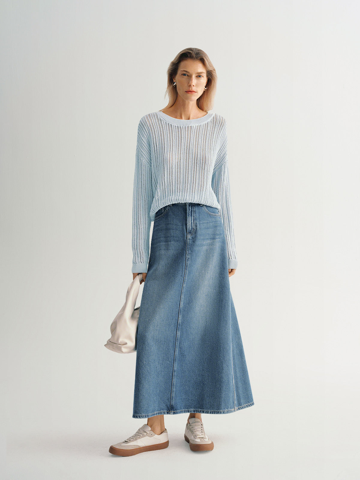 Crew-Neck Cable Knit Sweater