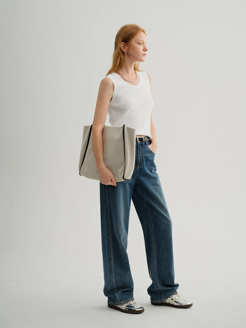 Load image 1 in gallery view. Cotton Straight-Leg Denim Jeans