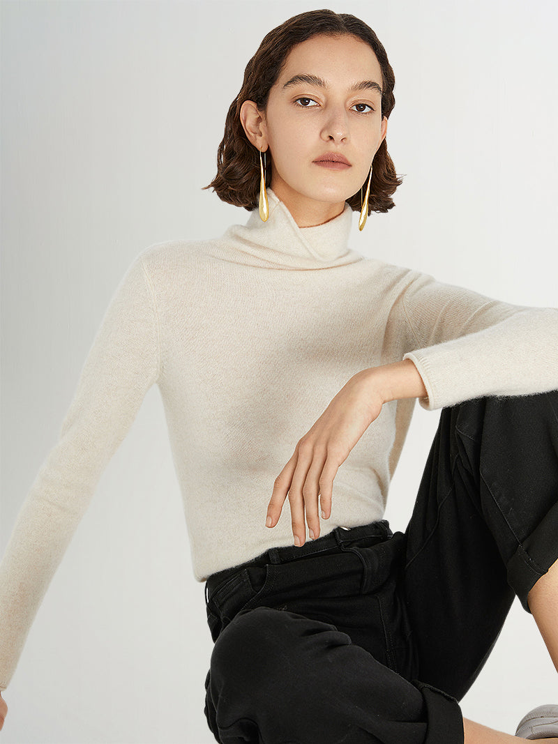 Beige Slim Fit Cashmere Sweater 599A133003Q