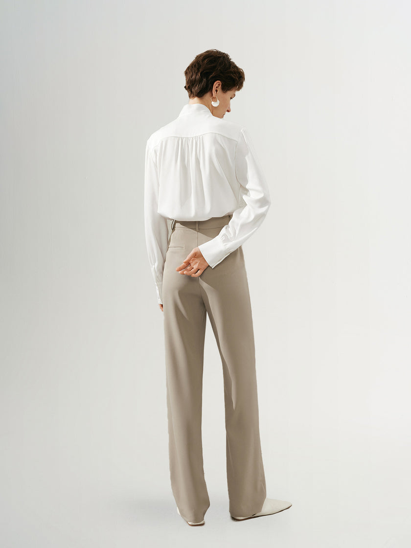 Tie Neck Acetate Blend Blouse