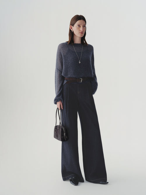 Load image 1 in gallery view. Cashmere-Silk Relaxed Pullover Sweater