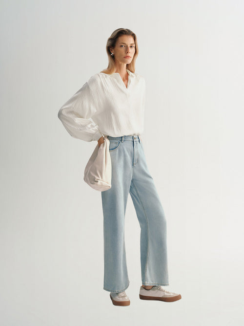 Load image 1 in gallery view. Concealed Placket Pure Silk Shirt