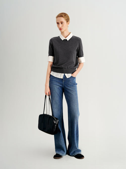 Load image 1 in gallery view. Short Sleeve Layered-Look Top