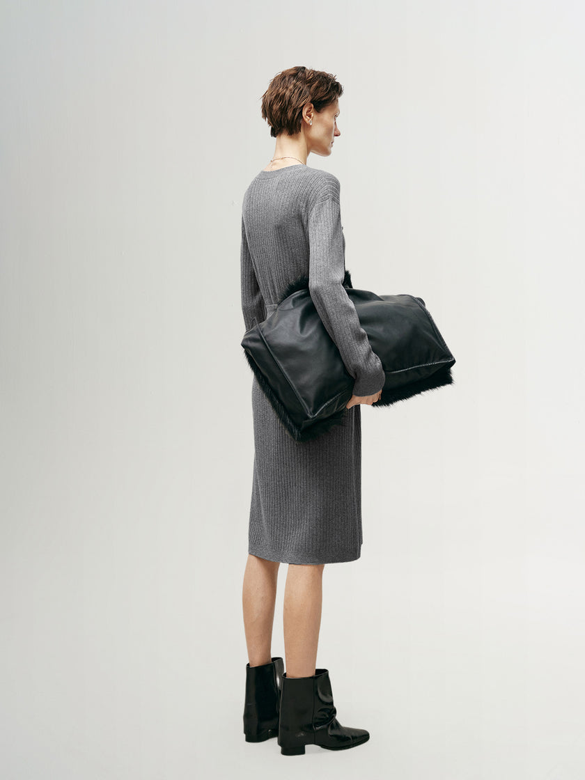 V Neck Bleted Jersey Dress