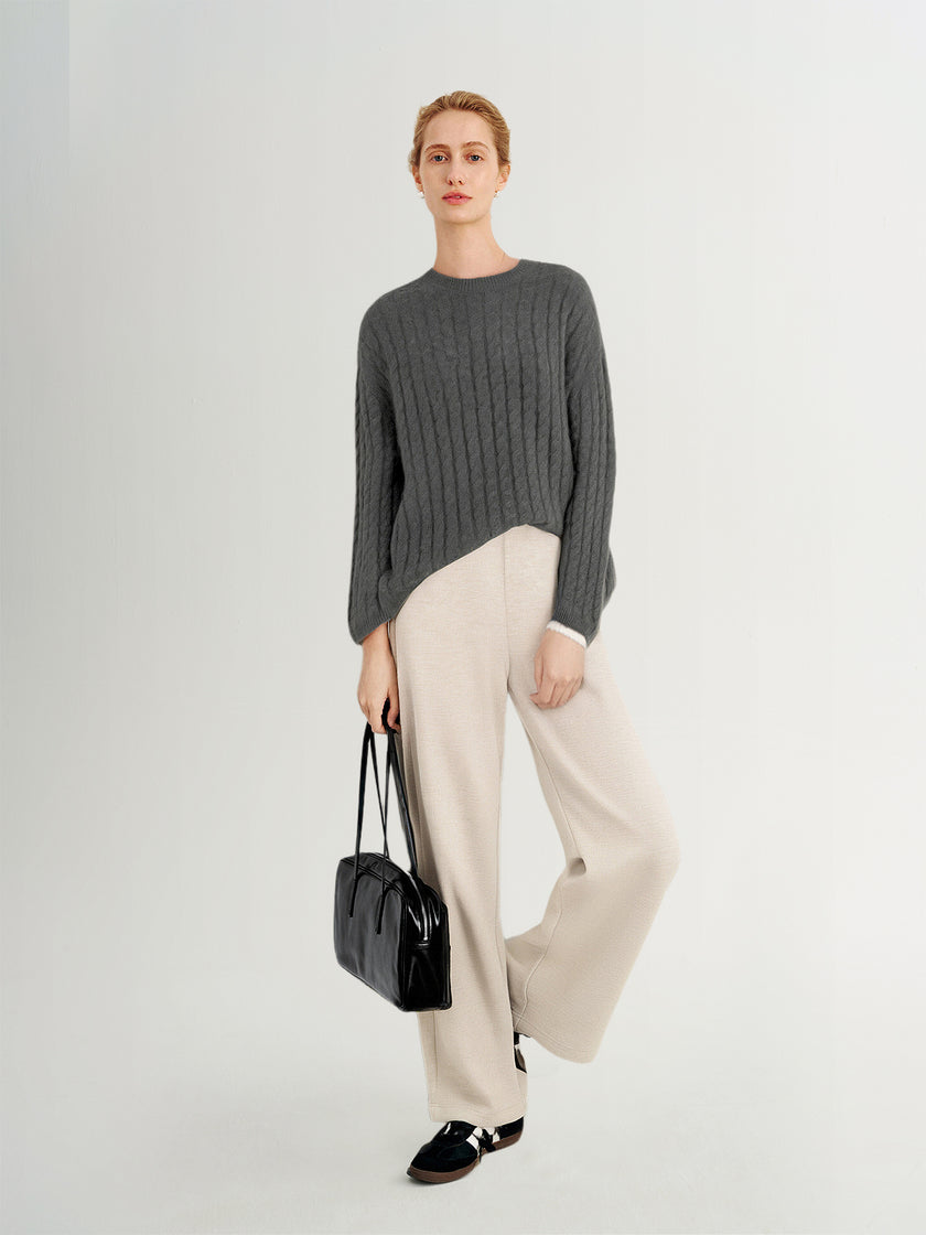 Oatmeal Elastic Waist