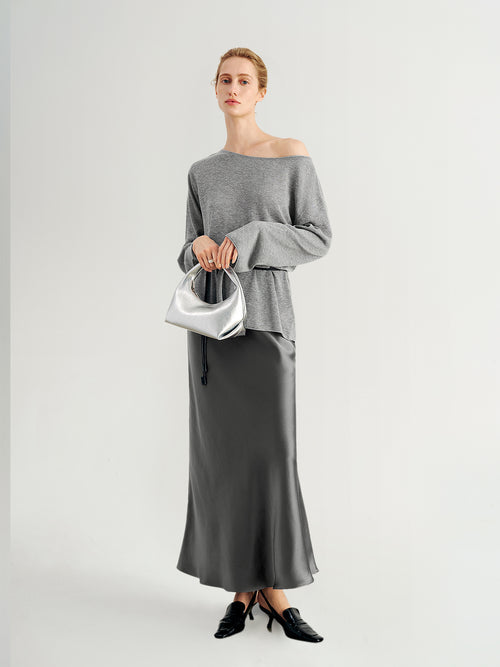 Load image 1 in gallery view. Acetate Silky Fitted Ankle-Length Dress