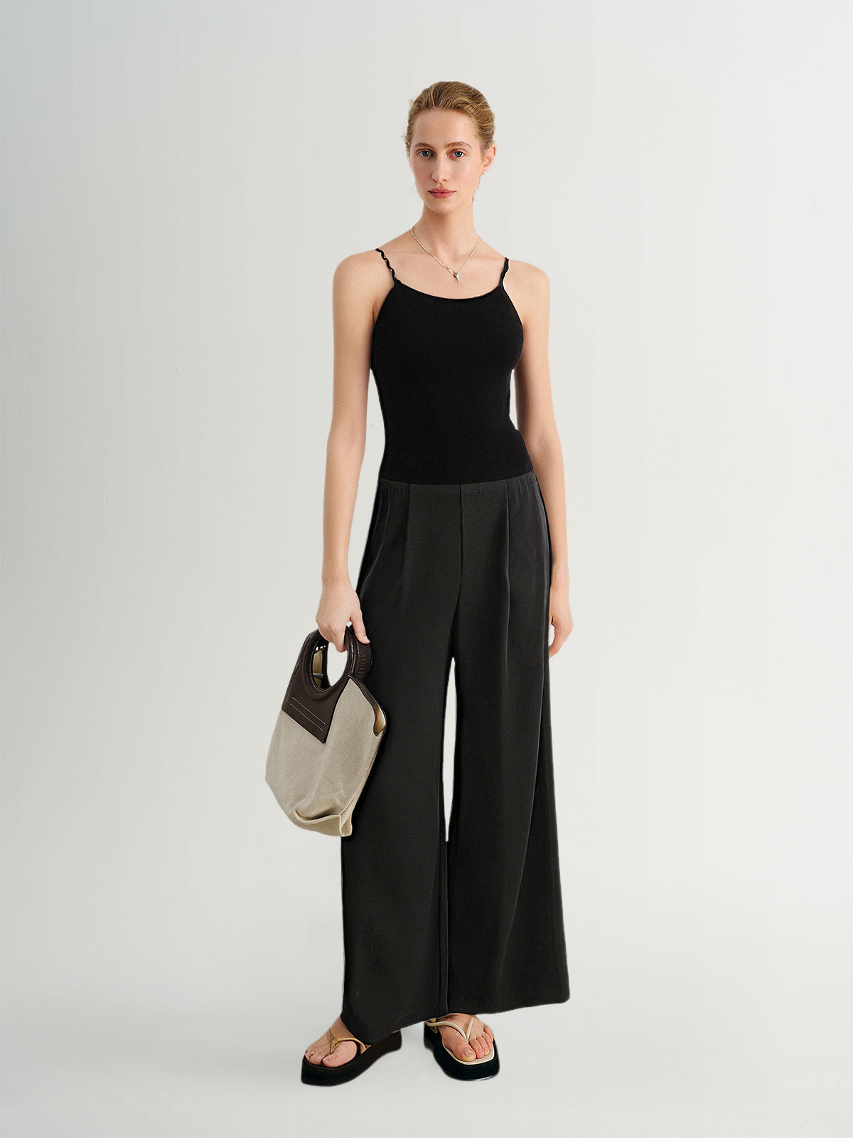 Black Camisole with Built-In Bra Pads