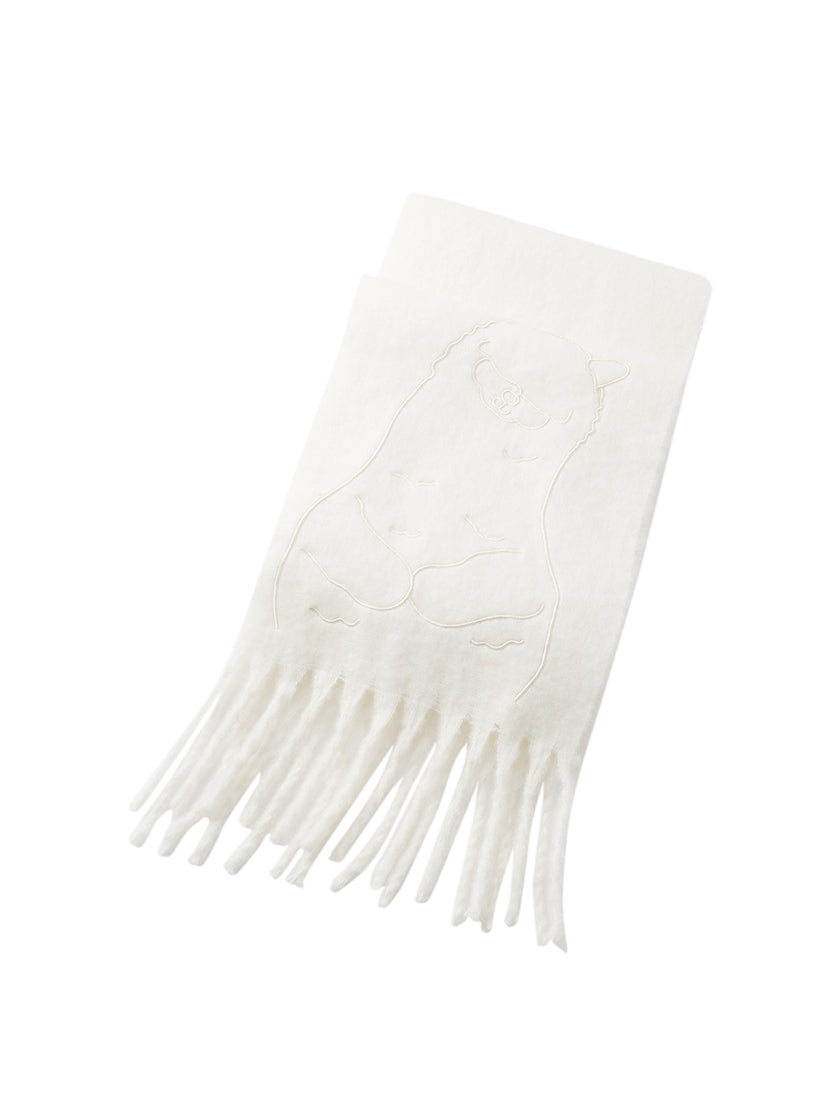 Off-White Animal Print Wool Blend Scarf