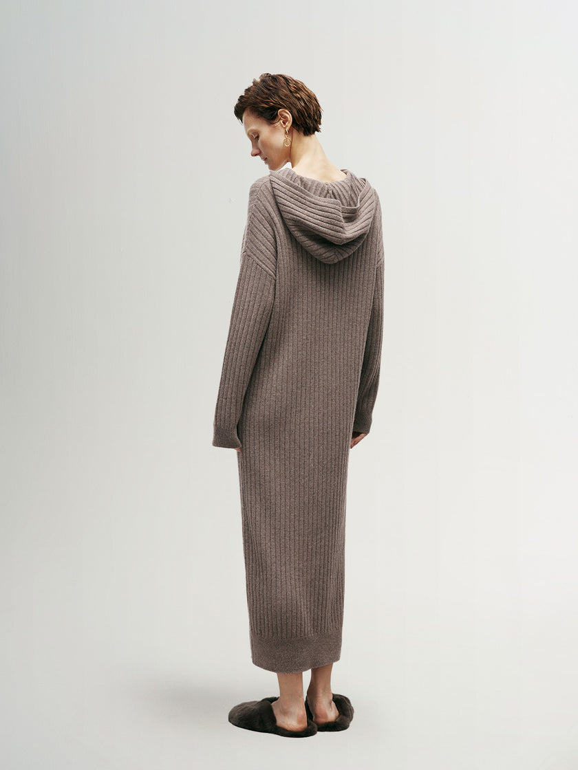 Knit Hooded Shift Dress