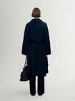 Pure Cashmere Notch-Lapel Midi Belted Coat – Black