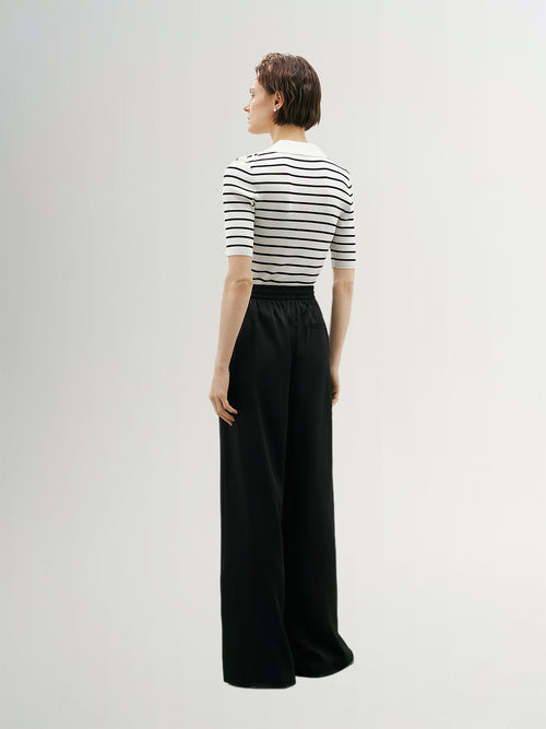 Load image 1 in gallery view. Striped Collared V?Neck Top