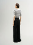 Striped Collared V‑Neck Top