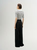 Striped Collared V‑Neck Top