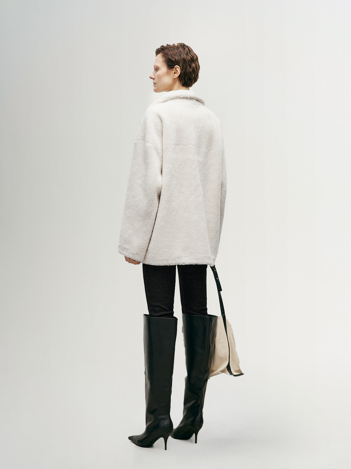 Pure Wool Zipper Fluffy Coat