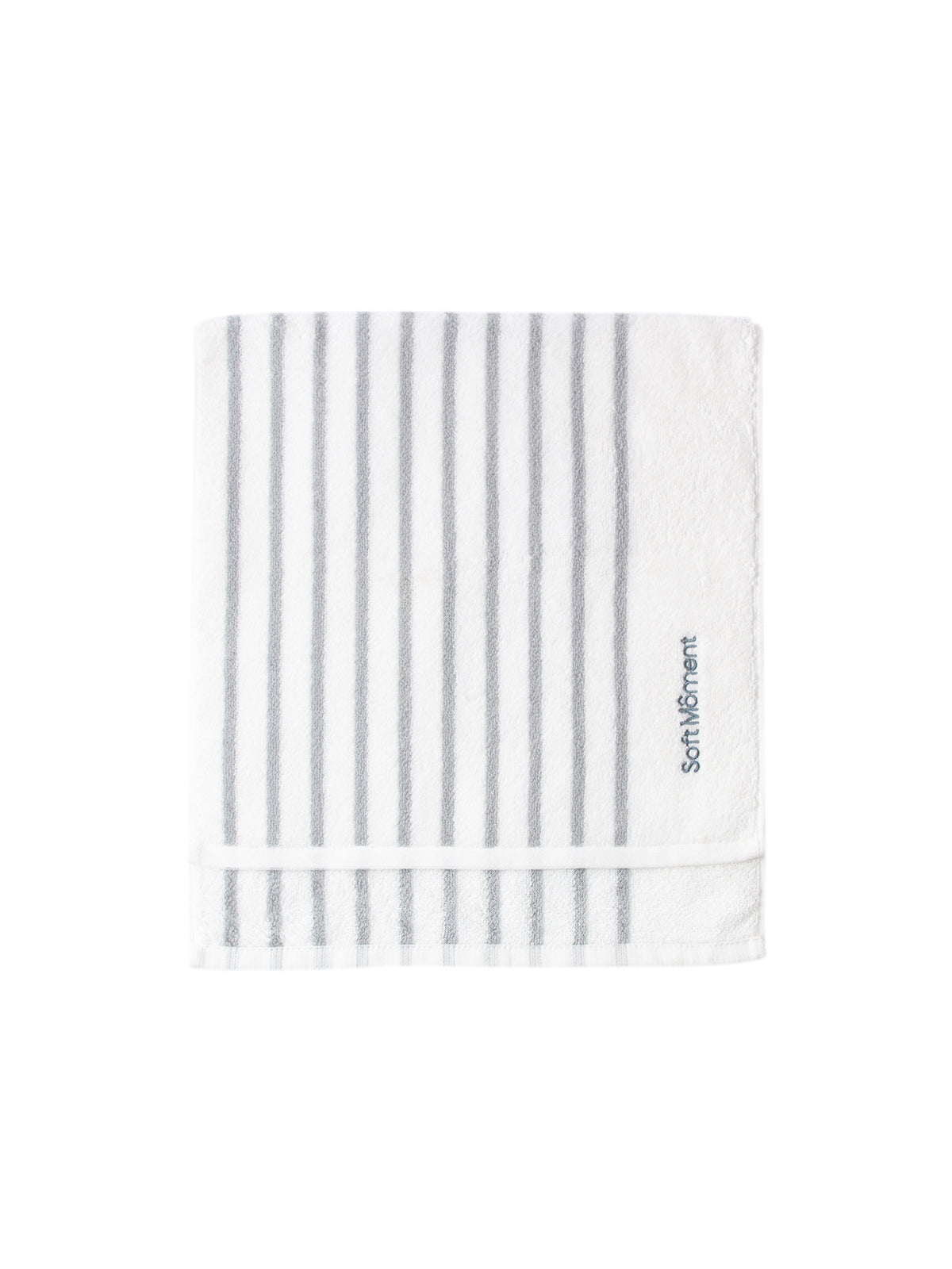 Cotton Gray & White Striped Towel and Bath Set