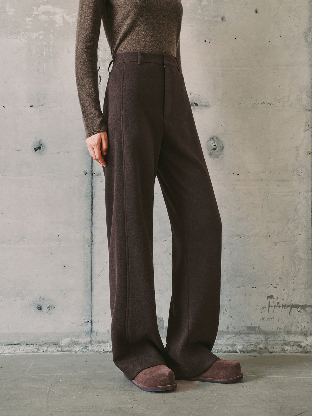 Dark Brown Straight-Leg Pants