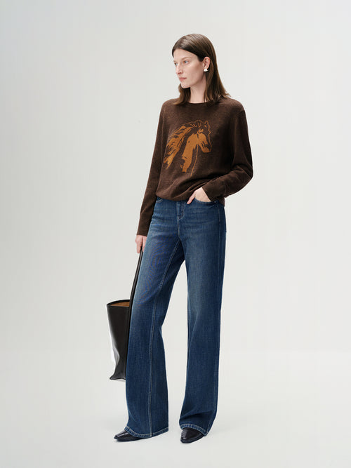 Load image 1 in gallery view. Pure Wool Animal Graphic Sweater